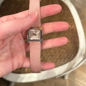 Burberry BU4307 Silver Tone Pink Fabric Strap Womens Swiss Made Watch